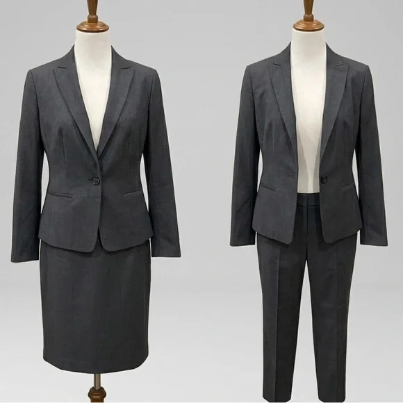 Ann Taylor signature 3 piece gray suit set - blazer (10), skirt and pants (8) - Picture 1 of 15